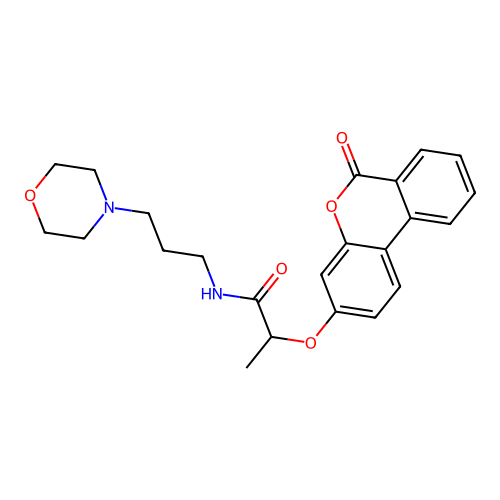 N-(3-morpholin-4-ylpropyl)-2-(6-oxobenzo[c]chromen-3-yl)oxypropanamide structure
