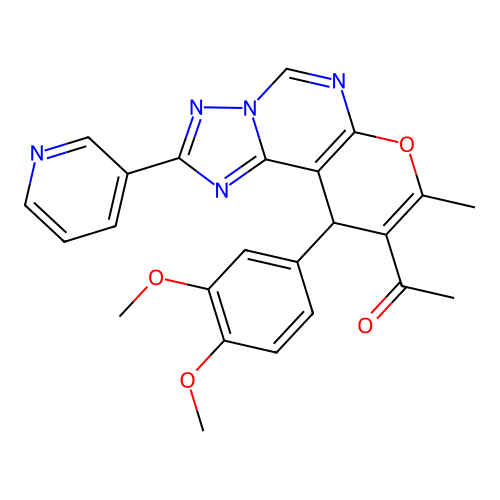 1-(10-(3,4-dimethoxyphenyl)-8-methyl-2-(pyridin-3-yl)-10H-pyrano[3,2-e][1,2,4]triazolo[1,5-c]pyrimidin-9-yl)ethanone structure