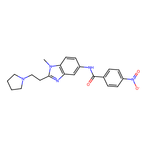 N-{1-methyl-2-[2-(pyrrolidin-1-yl)ethyl]-1H-benzimidazol-5-yl}-4-nitrobenzamide structure