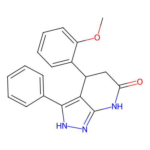 4-(2-methoxyphenyl)-3-phenyl-2,4,5,7-tetrahydro-6H-pyrazolo[3,4-b]pyridin-6-one structure
