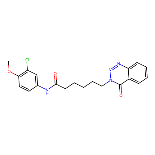 N-(3-chloro-4-methoxyphenyl)-6-(4-oxo-1,2,3-benzotriazin-3(4H)-yl)hexanamide structure