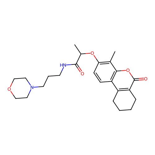 2-((4-methyl-6-oxo-7,8,9,10-tetrahydro-6H-benzo[c]chromen-3-yl)oxy)-N-(3-morpholinopropyl)propanamide structure