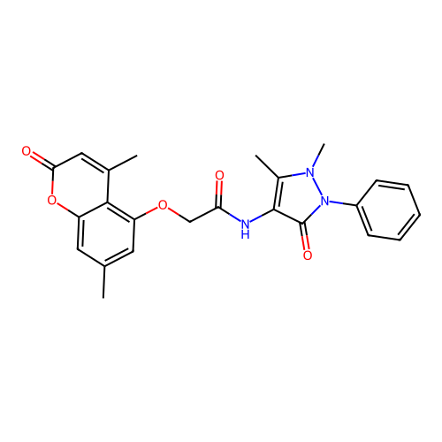 2-((4,7-dimethyl-2-oxo-2H-chromen-5-yl)oxy)-N-(1,5-dimethyl-3-oxo-2-phenyl-2,3-dihydro-1H-pyrazol-4-yl)acetamide structure