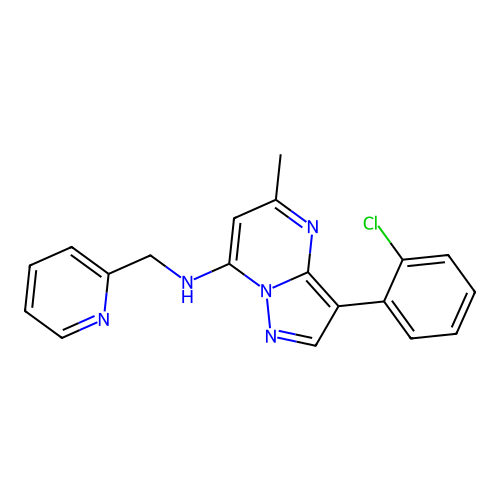 3-(2-chlorophenyl)-5-methyl-N-(pyridin-2-ylmethyl)pyrazolo[1,5-a]pyrimidin-7-amine structure