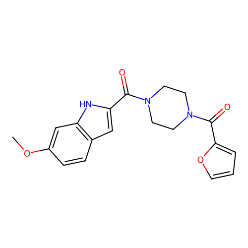 furan-2-yl{4-[(6-methoxy-1H-indol-2-yl)carbonyl]piperazin-1-yl}methanone structure