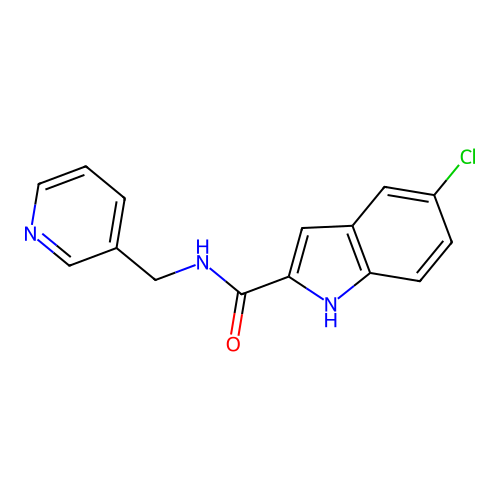 5-chloro-N-(pyridin-3-ylmethyl)-1H-indole-2-carboxamide structure