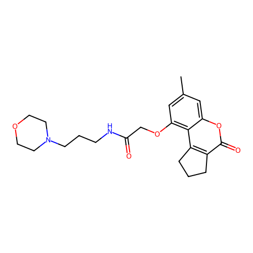 2-((7-methyl-4-oxo-1,2,3,4-tetrahydrocyclopenta[c]chromen-9-yl)oxy)-N-(3-morpholinopropyl)acetamide structure