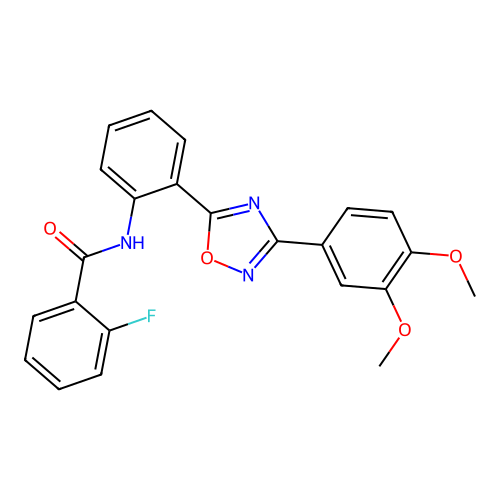 N-(2-(3-(3,4-dimethoxyphenyl)-1,2,4-oxadiazol-5-yl)phenyl)-2-fluorobenzamide structure