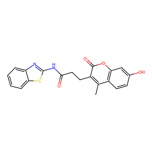 N-(benzo[d]thiazol-2-yl)-3-(7-hydroxy-4-methyl-2-oxo-2H-chromen-3-yl)propanamide structure