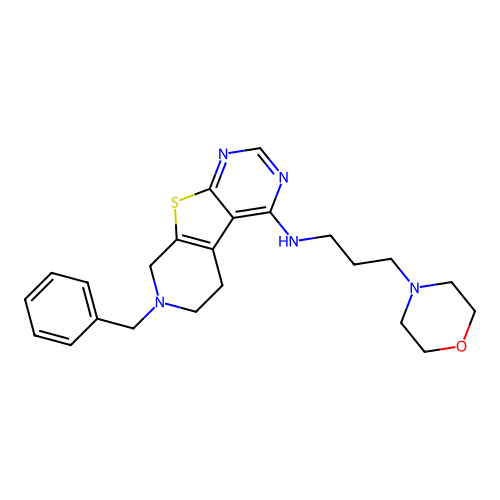 7-benzyl-N-[3-(morpholin-4-yl)propyl]-5,6,7,8-tetrahydropyrido[4',3':4,5]thieno[2,3-d]pyrimidin-4-amine structure