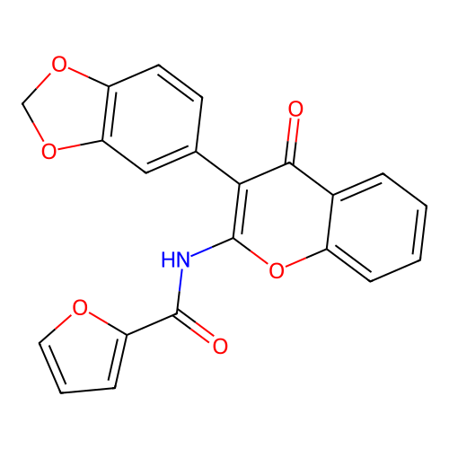 N-[3-(1,3-benzodioxol-5-yl)-4-oxochromen-2-yl]furan-2-carboxamide structure