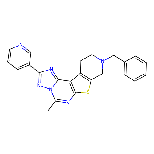 9-benzyl-5-methyl-2-(pyridin-3-yl)-8,9,10,11-tetrahydropyrido[4',3':4,5]thieno[3,2-e][1,2,4]triazolo[1,5-c]pyrimidine structure