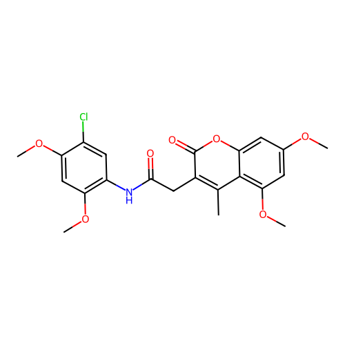 N-(5-chloro-2,4-dimethoxyphenyl)-2-(5,7-dimethoxy-4-methyl-2-oxo-2H-chromen-3-yl)acetamide structure