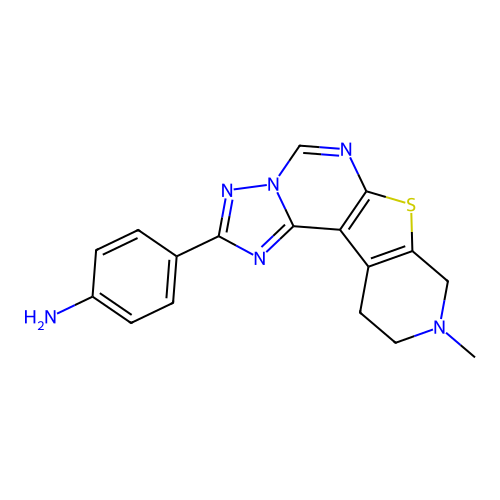 4-(9-methyl-8,9,10,11-tetrahydropyrido[4',3':4,5]thieno[3,2-e][1,2,4]triazolo[1,5-c]pyrimidin-2-yl)aniline structure