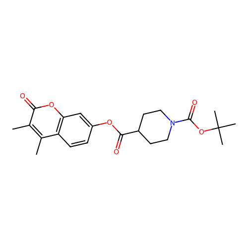 1-tert-butyl 4-(3,4-dimethyl-2-oxo-2H-chromen-7-yl) piperidine-1,4-dicarboxylate structure