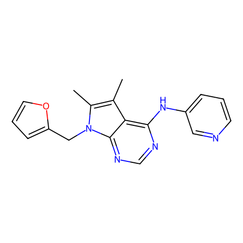 7-(furan-2-ylmethyl)-5,6-dimethyl-N-(pyridin-3-yl)-7H-pyrrolo[2,3-d]pyrimidin-4-amine structure