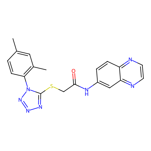 2-((1-(2,4-dimethylphenyl)-1H-tetrazol-5-yl)thio)-N-(quinoxalin-6-yl)acetamide structure