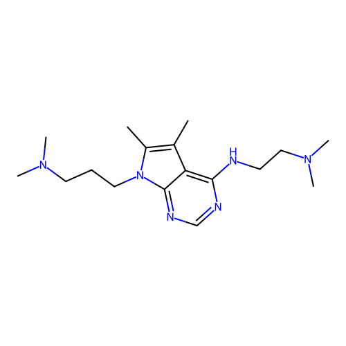 N'-{7-[3-(dimethylamino)propyl]-5,6-dimethyl-7H-pyrrolo[2,3-d]pyrimidin-4-yl}-N,N-dimethylethane-1,2-diamine structure