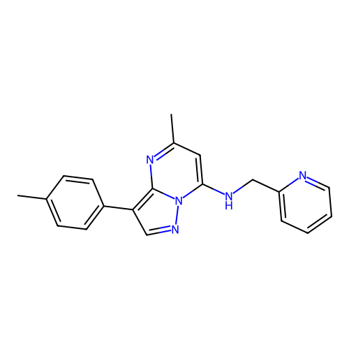 5-methyl-3-(4-methylphenyl)-N-(pyridin-2-ylmethyl)pyrazolo[1,5-a]pyrimidin-7-amine structure