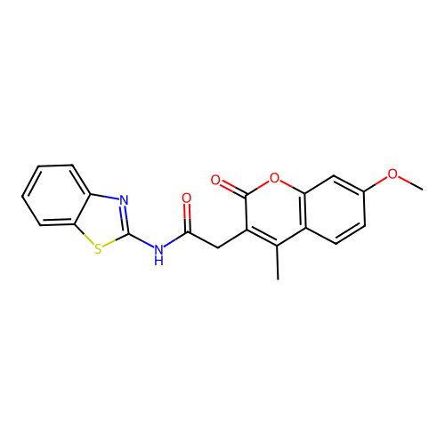 N-(benzo[d]thiazol-2-yl)-2-(7-methoxy-4-methyl-2-oxo-2H-chromen-3-yl)acetamide structure