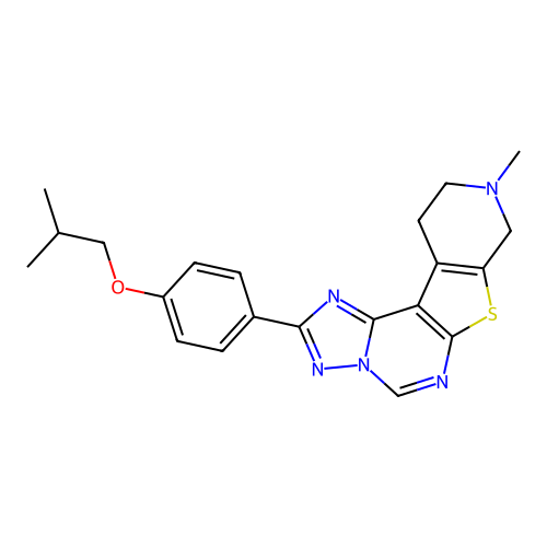 2-(4-isobutoxyphenyl)-9-methyl-8,9,10,11-tetrahydropyrido[4',3':4,5]thieno[3,2-e][1,2,4]triazolo[1,5-c]pyrimidine structure