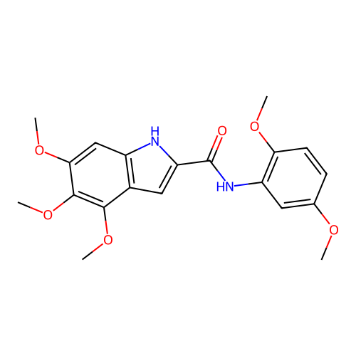 N-(2,5-dimethoxyphenyl)-4,5,6-trimethoxy-1H-indole-2-carboxamide structure
