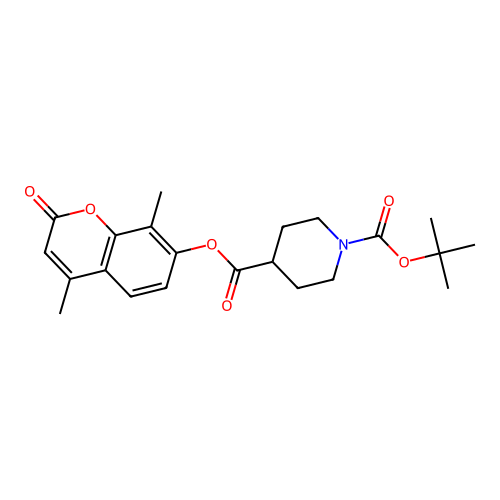 1-tert-butyl 4-(4,8-dimethyl-2-oxo-2H-chromen-7-yl) piperidine-1,4-dicarboxylate structure