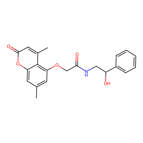 2-(4,7-dimethyl-2-oxochromen-5-yl)oxy-N-(2-hydroxy-2-phenylethyl)acetamide structure