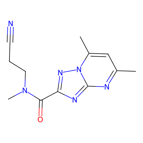 N-(2-cyanoethyl)-N,5,7-trimethyl-[1,2,4]triazolo[1,5-a]pyrimidine-2-carboxamide structure