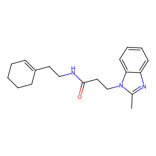 N-[2-(cyclohex-1-en-1-yl)ethyl]-3-(2-methyl-1H-benzimidazol-1-yl)propanamide structure