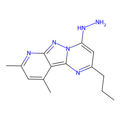 (2,4-Dimethyl-6-propyl-1,5,8a,9-tetraaza-fluoren-8-yl)-hydrazine structure