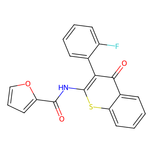 N-(3-(2-fluorophenyl)-4-oxo-4H-thiochromen-2-yl)furan-2-carboxamide structure