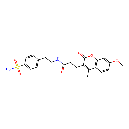3-(7-methoxy-4-methyl-2-oxo-2H-chromen-3-yl)-N-(4-sulfamoylphenethyl)propanamide structure