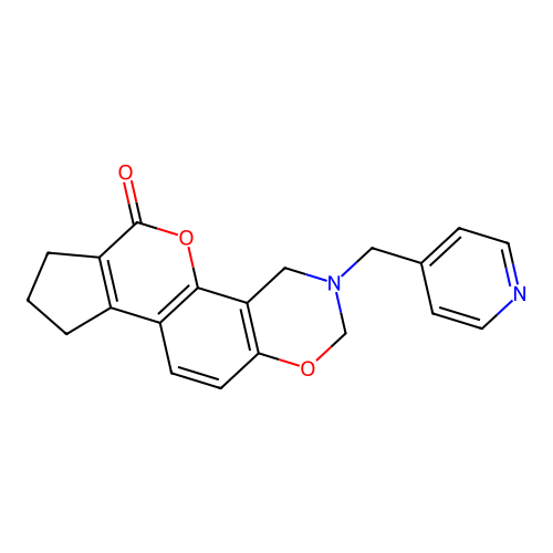 3-(pyridin-4-ylmethyl)-3,4,8,9-tetrahydro-2H-cyclopenta[3,4]chromeno[8,7-e][1,3]oxazin-6(7H)-one structure