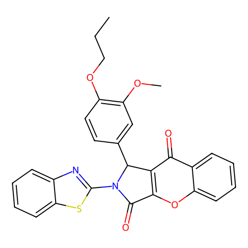 2-(1,3-benzothiazol-2-yl)-1-(3-methoxy-4-propoxyphenyl)-1,2-dihydrochromeno[2,3-c]pyrrole-3,9-dione structure