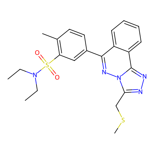 N,N-diethyl-2-methyl-5-(3-((methylthio)methyl)-[1,2,4]triazolo[3,4-a]phthalazin-6-yl)benzenesulfonamide structure