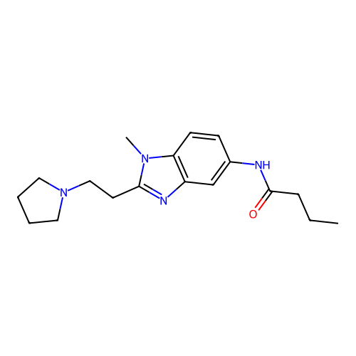 N-{1-methyl-2-[2-(pyrrolidin-1-yl)ethyl]-1H-benzimidazol-5-yl}butanamide structure