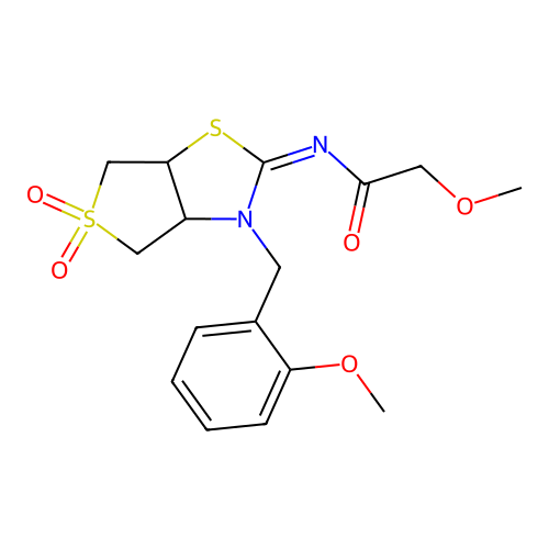 (Z)-2-methoxy-N-(3-(2-methoxybenzyl)-5,5-dioxidotetrahydrothieno[3,4-d]thiazol-2(3H)-ylidene)acetamide structure