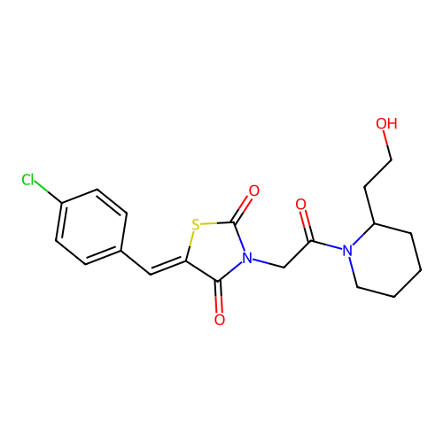 (5Z)-5-(4-chlorobenzylidene)-3-{2-[2-(2-hydroxyethyl)piperidin-1-yl]-2-oxoethyl}-1,3-thiazolidine-2,4-dione structure