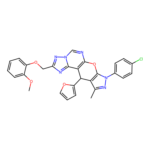 2-{[8-(4-CHLOROPHENYL)-11-(2-FURYL)-10-METHYL-8,11-DIHYDROPYRAZOLO[4',3':5,6]PYRANO[3,2-E][1,2,4]TRIAZOLO[1,5-C]PYRIMIDIN-2-YL]METHOXY}PHENYL METHYL ETHER structure