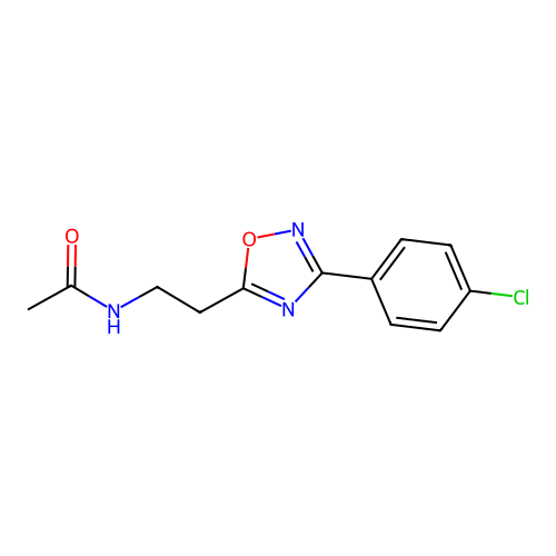 N-(2-(3-(4-chlorophenyl)-1,2,4-oxadiazol-5-yl)ethyl)acetamide structure