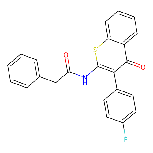 N-(3-(4-fluorophenyl)-4-oxo-4H-thiochromen-2-yl)-2-phenylacetamide structure