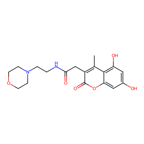 2-(5,7-dihydroxy-4-methyl-2-oxo-2H-chromen-3-yl)-N-[2-(morpholin-4-yl)ethyl]acetamide structure