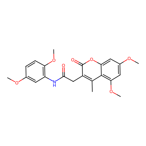 2-(5,7-dimethoxy-4-methyl-2-oxo-2H-chromen-3-yl)-N-(2,5-dimethoxyphenyl)acetamide structure