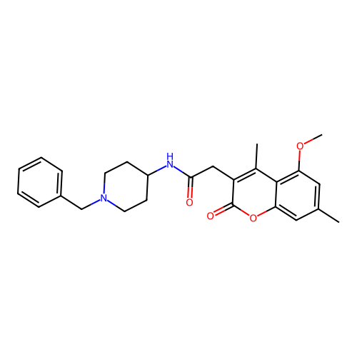 N-(1-benzylpiperidin-4-yl)-2-(5-methoxy-4,7-dimethyl-2-oxo-2H-chromen-3-yl)acetamide structure