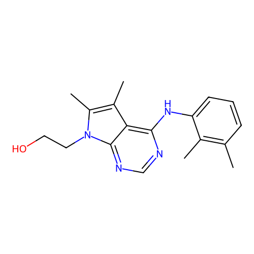 2-(4-((2,3-dimethylphenyl)amino)-5,6-dimethyl-7H-pyrrolo[2,3-d]pyrimidin-7-yl)ethanol structure