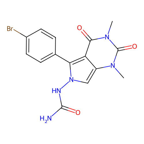[5-(4-bromophenyl)-1,3-dimethyl-2,4-dioxopyrrolo[3,4-d]pyrimidin-6-yl]urea structure