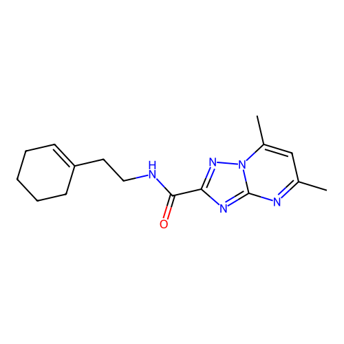 N-[2-(cyclohexen-1-yl)ethyl]-5,7-dimethyl-[1,2,4]triazolo[1,5-a]pyrimidine-2-carboxamide structure