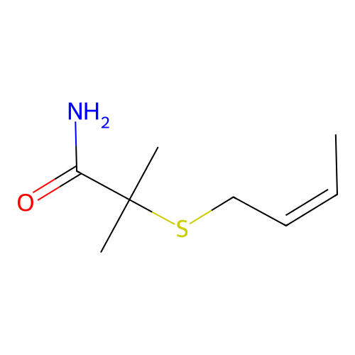 2-[(Z)-but-2-enyl]sulfanyl-2-methylpropanamide structure