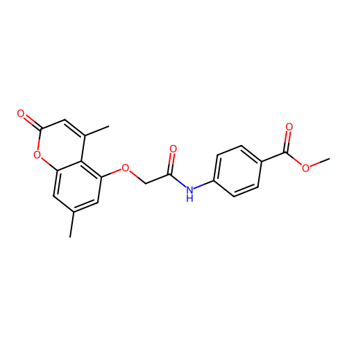 methyl 4-({[(4,7-dimethyl-2-oxo-2H-chromen-5-yl)oxy]acetyl}amino)benzoate structure